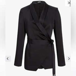 Express Satin Tie Front Blazer size XS in black